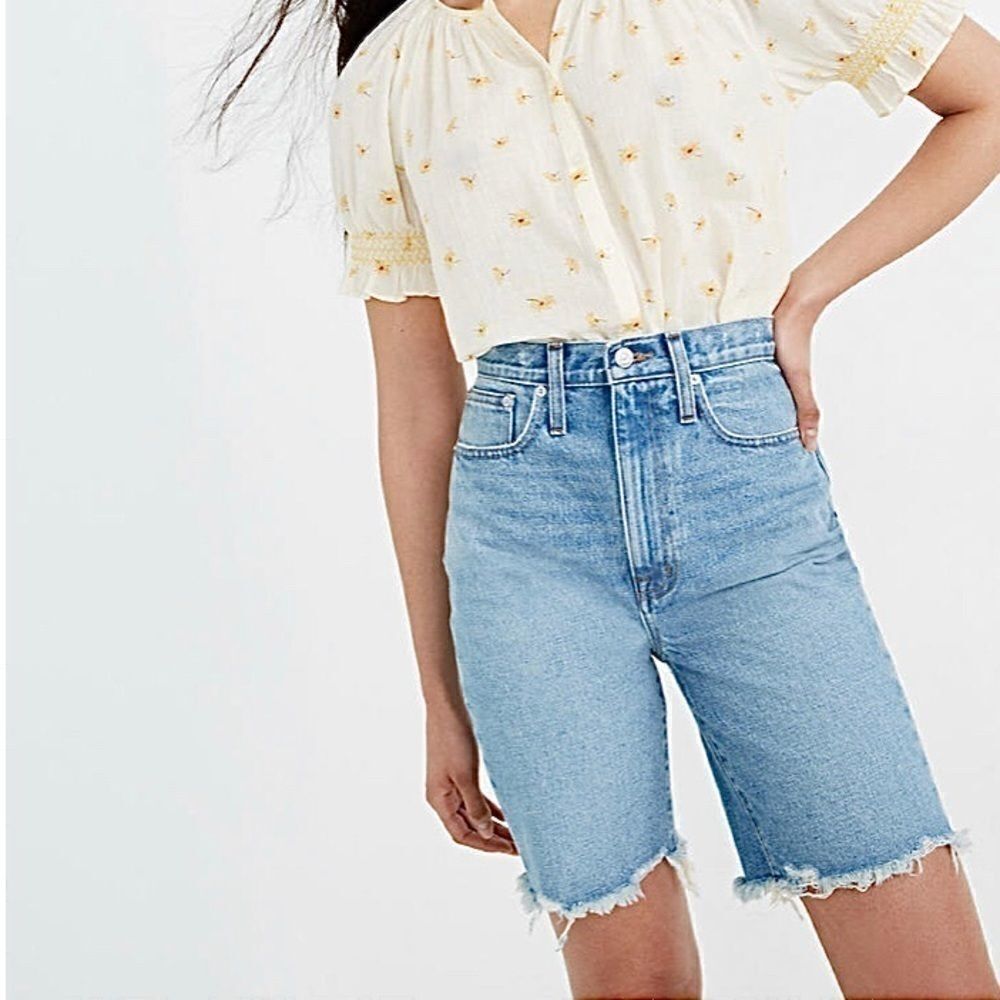 MADEWELL High-Rise Bermuda Denim Shorts.